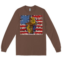 Chestnut jesus christ with american flag Long Sleeve Tee - TumblerDesignByShophia