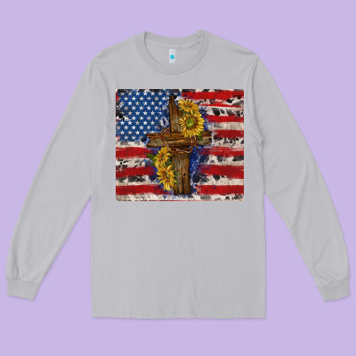 Jesus Christ With American Flag Long Sleeve Tee Designed By Tumblerdesignbyshophia