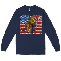 Navy jesus christ with american flag Long Sleeve Tee - TumblerDesignByShophia