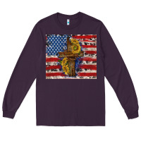 Plum jesus christ with american flag Long Sleeve Tee - TumblerDesignByShophia
