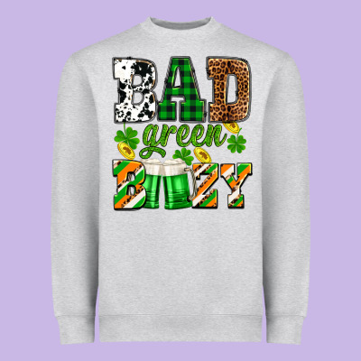 St. Patrick's Bad Green Boozy Heavyweight Sweatshirt Designed By Oliviacreatesart
