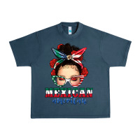 Midnight Navy Mexican American Messy Bun Urban Heavy Tee - texasbilliewilder