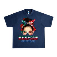 Navy Mexican American Messy Bun Urban Heavy Tee - texasbilliewilder
