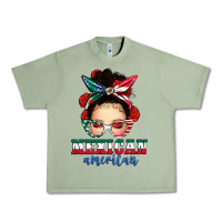 Oil Green Mexican American Messy Bun Urban Heavy Tee - texasbilliewilder