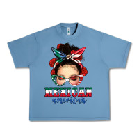 Pebble Blue Mexican American Messy Bun Urban Heavy Tee - texasbilliewilder