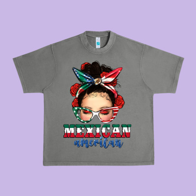 Mexican American Messy Bun Urban Heavy Tee Designed By Texasbilliewilder