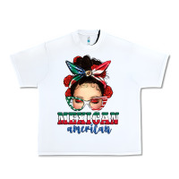 White Mexican American Messy Bun Urban Heavy Tee - texasbilliewilder
