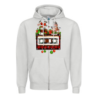 Dove Grey christmas cassette Zipper Hoodie - FaDigitalArtStudio