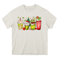 Cream Christmas characters coffee cups Heavy Core Tee - MaliasSmallBusiness