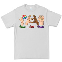 Dove Grey Peace Love Pride Premium Tee - BundleAndBundleShop