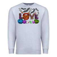 Heather Grey love  halloween Premium Sweatshirt - CowhideDigitalArt