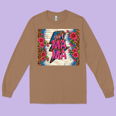 Girl Mama Thunder With Flowers Long Sleeve Tee Designed By Tumblerdesignbyshophia