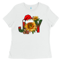 White joy christmas with sunflower bbs Ladies Tee - BundleAndBundleShop