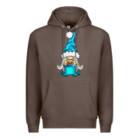 Coffee winter gnome with gift Premium Hoodie - BundleAndBundleShop