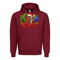 Burgundy Christmas papa claus Zipper Hoodie - FaDigitalArtStudio