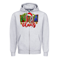 Heather Grey Christmas papa claus Zipper Hoodie - FaDigitalArtStudio
