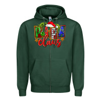 Sports Green Christmas papa claus Zipper Hoodie - FaDigitalArtStudio