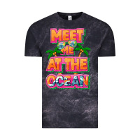 Cloud Black Meet me at the ocean Summer Vintage Tee - NancyCooperArtShop