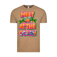 Vintage Coffee Meet me at the ocean Summer Vintage Tee - NancyCooperArtShop