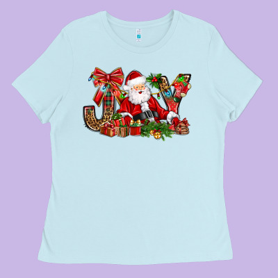 Joy Christmas With Santa Bbs Ladies Tee Designed By Bundleandbundleshop
