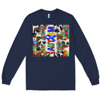 Navy autism mom puzzle ribbon Long Sleeve Tee - TumblerDesignByShophia