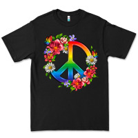 Black Peace Pride LGBTQ+ And Flowers Premium Tee - BundleAndBundleShop