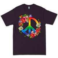Plum Peace Pride LGBTQ+ And Flowers Premium Tee - BundleAndBundleShop