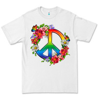 White Peace Pride LGBTQ+ And Flowers Premium Tee - BundleAndBundleShop