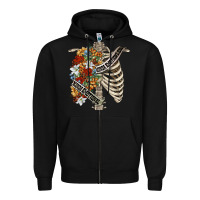 Black kinda emotionless kinda emotional skeleton chest Zipper Hoodie - FaDigitalArtStudio