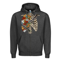 Charcoal Heather kinda emotionless kinda emotional skeleton chest Zipper Hoodie - FaDigitalArtStudio