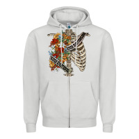 Dove Grey kinda emotionless kinda emotional skeleton chest Zipper Hoodie - FaDigitalArtStudio
