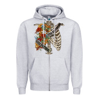 Heather Grey kinda emotionless kinda emotional skeleton chest Zipper Hoodie - FaDigitalArtStudio
