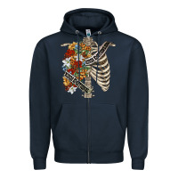 Navy kinda emotionless kinda emotional skeleton chest Zipper Hoodie - FaDigitalArtStudio