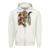 Oatmeal Heather kinda emotionless kinda emotional skeleton chest Zipper Hoodie - FaDigitalArtStudio