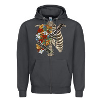 Smoke kinda emotionless kinda emotional skeleton chest Zipper Hoodie - FaDigitalArtStudio