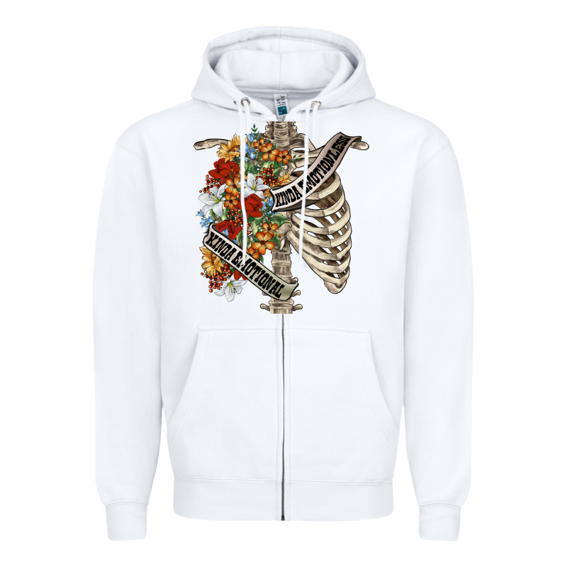 Kinda Emotionless Kinda Emotional Skeleton Chest Zipper Hoodie by FaDigitalArtStudio | Teevron