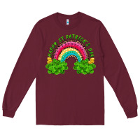 Burgundy Happy St. Patrick's Day Rainbow And Shamrock Long Sleeve Tee - RanaPortraitStore