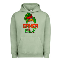 Pigment Oil Green Christmas gamer elf Urban Hoodie - BarkalooDesign