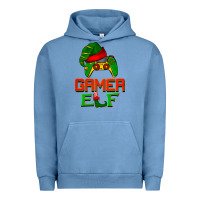 Pigment Pebble Blue Christmas gamer elf Urban Hoodie - BarkalooDesign