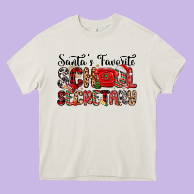Santa S Favorite Coffee School Secretary Heavy Core Tee Designed By Maliassmallbusiness