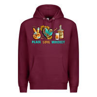 Burgundy Peace Love Whiskey Premium Hoodie - BundleAndBundleShop