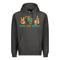 Charcoal Heather Peace Love Whiskey Premium Hoodie - BundleAndBundleShop