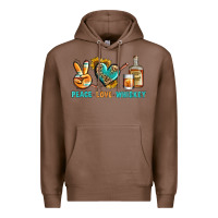Chestnut Peace Love Whiskey Premium Hoodie - BundleAndBundleShop