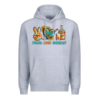 Heather Grey Peace Love Whiskey Premium Hoodie - BundleAndBundleShop