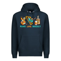 Navy Peace Love Whiskey Premium Hoodie - BundleAndBundleShop