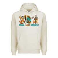 Oatmeal Heather Peace Love Whiskey Premium Hoodie - BundleAndBundleShop