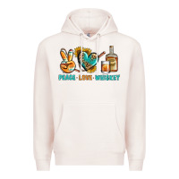 Pale Pink Peace Love Whiskey Premium Hoodie - BundleAndBundleShop