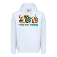 White Peace Love Whiskey Premium Hoodie - BundleAndBundleShop