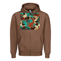 Chestnut Serape Turquoise Glitter Cowhide  Tooled Leather  Tumbler Zipper Hoodie - FaDigitalArtStudio