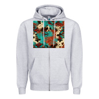 Heather Grey Serape Turquoise Glitter Cowhide  Tooled Leather  Tumbler Zipper Hoodie - FaDigitalArtStudio
